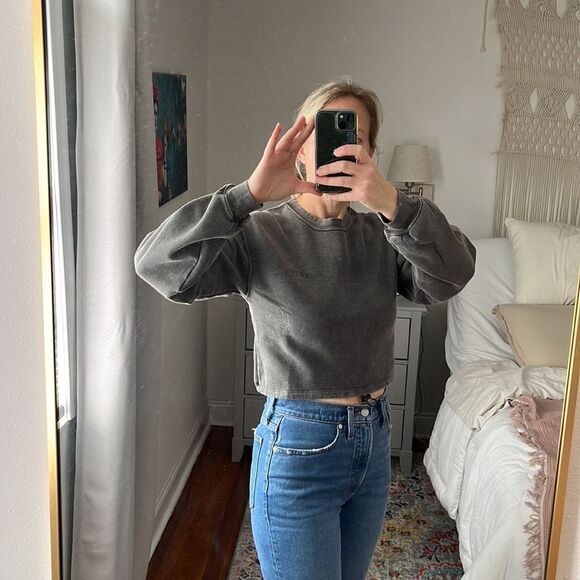 BDG Bubble Hem Sweat Top‎ Dark Gray Size XS - Picture 3 of 9